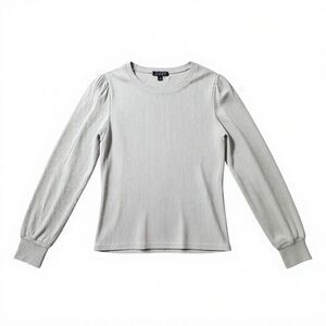 J.Crew puff sleeve Ecru Ribbed long sleeve T-shirt top size large